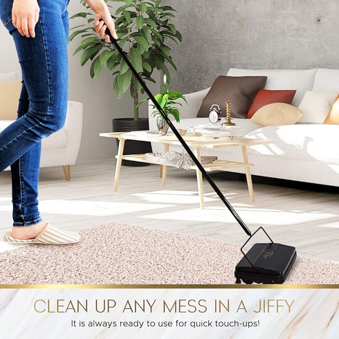 Fuller Brush 17032 Electrostatic Carpet & Floor Sweeper - 9" Cleaning Path - Lightweight - Ideal for Crumby Messes - Works On Carpets & Hard Floor Surfaces - Purple
