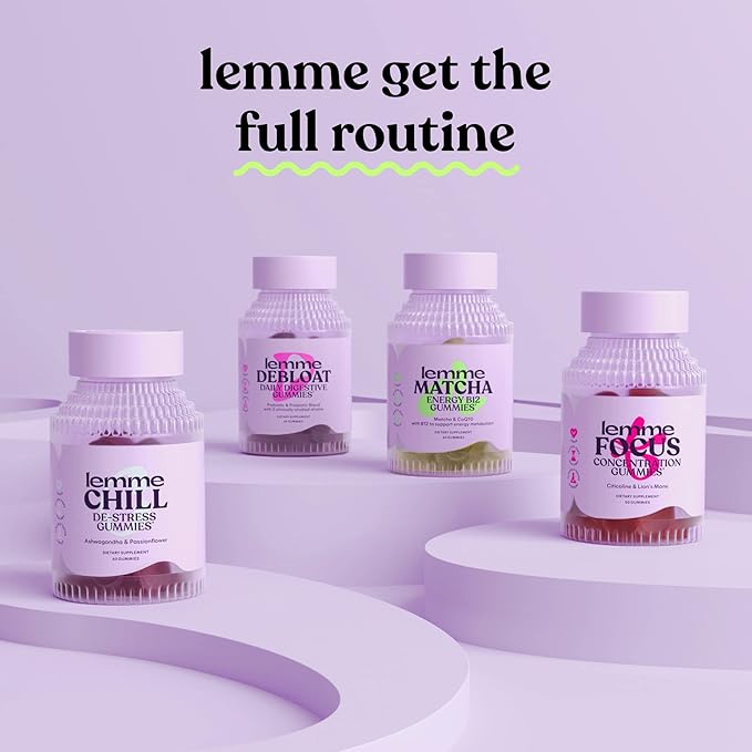 Lemme Chill Stress Relief Gummies with 300mg KSM-66 Ashwagandha, Lemon Balm, Passionflower & Goji to Support Relaxation, Healthy Cortisol & Sleep - Gluten-Free, Non-GMO, Mixed Berry (60 Count)