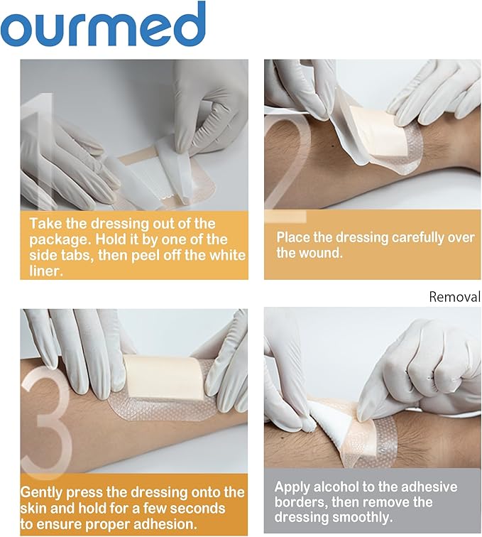 Silicone Foam Dressings(4"x 4" - 20 Packs) with Tender Adhesive Border, Sterile Advanced Absorbent Bandage, Wound Care for Bed Sores, Pressure Ulcers, Foot Diabetic Ulcer