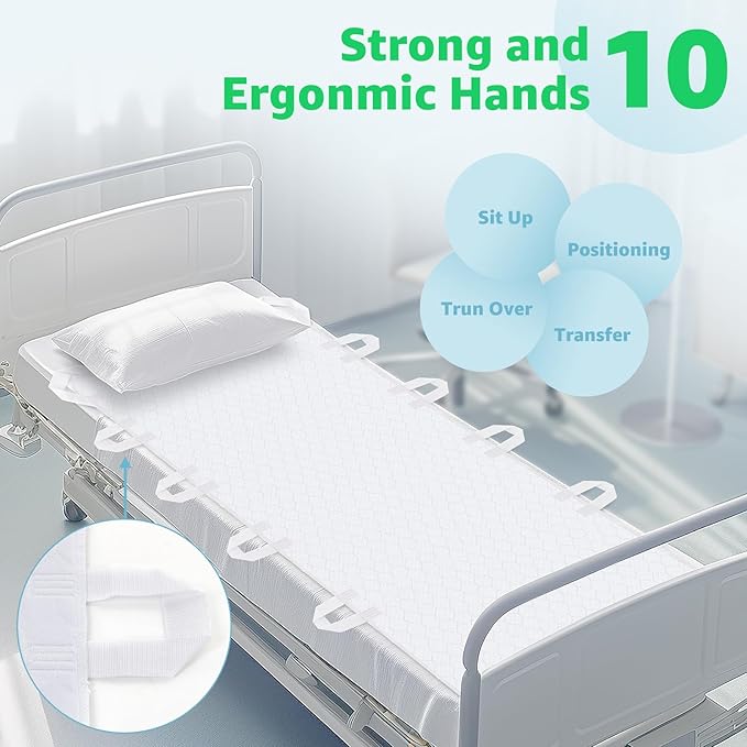 Washable Bed Pad for Incontinence: Waterproof Bed Pads, Reusable Bed Underpads with 10 Handles for Elderly, Positioning Bed Pad for Incontinence Adult,Bedridden,Patient,Hospitals,Hone,34x72 Inch