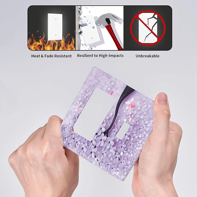 Light Switch Cover 3D Purple Tree 2 Gang Toggle Rocker Combo Wall Plates Decorative Switch Plates and Outlet Covers Receptacle Cover for Bathroom Bedroom Decor