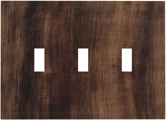 Decorative Switch Plate Covers Rustic Farmhouse Brown Wood Barn Door 3 Gang Light Switch Cover Plate Triple Toggle Wall Plate Light Switch Covers for Bathroom Decor