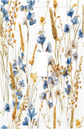 Vintage Wildflower Blue Gold Country Fall Wheat Floral Decorative Light Switch Cover 1 Gang Single Toggle Device Electrical Faceplate Switchplates Decorator Outlet Wall Plate for Bedroom Living Room
