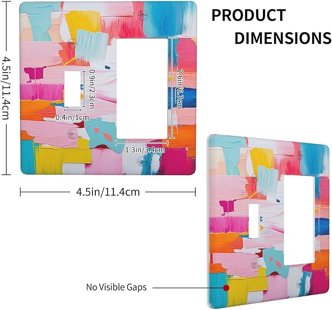 Outlet Covers Multicoloured Modern Watercolor Oil Painting 1 Toggle 1 Rocker Combination Decorative Wall Plate Electrical Switch Plates Light Switch Cover Plate for living Room Bedroom Decor