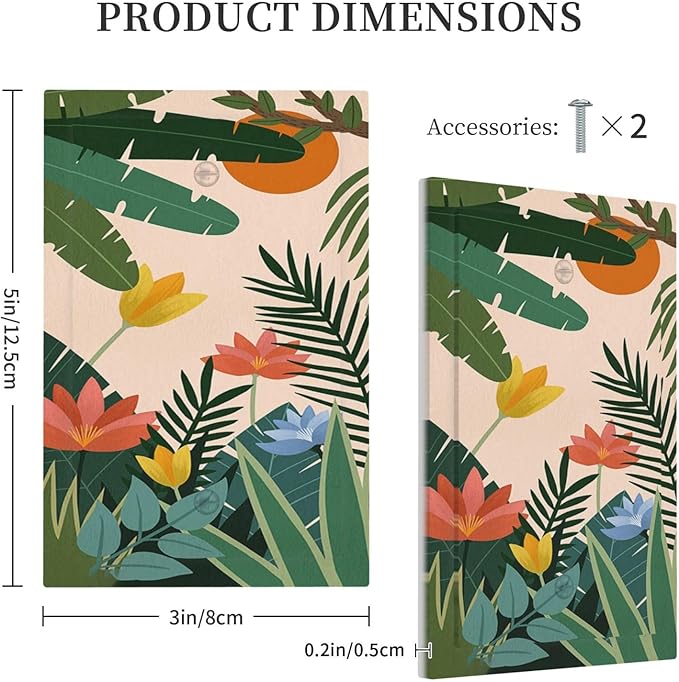 Light Switch Cover Plate Boho Tropical Plant Floral Pattern 1 Gang No Device Blank Electrical Wall Plates Faceplate Decorative Switch Plate for Bedroom Cabin Decor