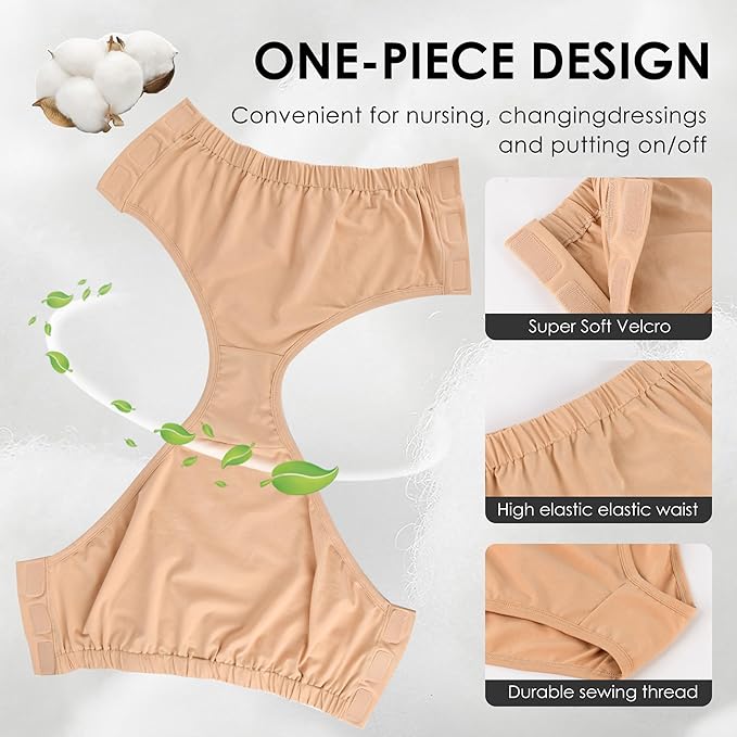 Easy Adapt Women's Tear-Away Underwear, for Patients, Elders, Pack of 2. (Nude+Black, XXX-Large)