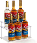 Acrylic Coffee Syrup Organizer, 2 Tier Coffee Syrup Rack (6 Bottle Capacity), Syrup Bottle Holder Stand for Coffee Bar, Kitchen Countertop Syrups, Condiments and Wine (Transparent)