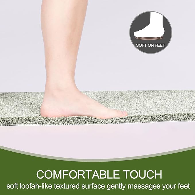 Joyhalo Shower Mat Bathtub Mat Non Slip, Bathmats Non Slip, Quick Drying Foot Scrubber Loofah Mats for Shower, Tub, Bathroom, Home, 17x24inch, Mint Green