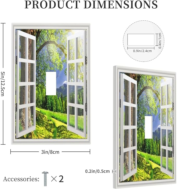 Light Switch Cover Window View Green Rustic Nature Wilderness 1 Gang Wall Plate Cover Single Toggle Outlet Covers Decorative Switchplate Electrical Faceplate for Bathroom Bedroom Decor