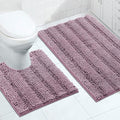 Turquoize Bathroom Rugs Set Non-Slip Bath Mats for Bathroom Super Absorbent Shaggy Rugs for Tub Shower Toilet Soft Plush Bath Rug Plus U Contour Rug (Oversized: 24" x 36" and 20" x 24" U), Mauve/Rose