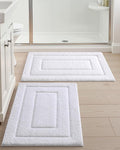DEXI Bathroom Rug Set 2 Piece 32x20, Non Slip Washable Bath Mat for Shower Floor, Absorbent Soft Bathmat with Rubber Backing, Quick Dry Microfiber Carpet, White