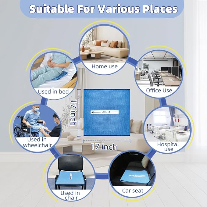 One Way Transfer Support Cushion, Non Slip Tubular Pad for Fall Prevention in Chair & Wheelchair, Elderly/Disabled Assistance, 17"x17" (Blue-Without Handles)
