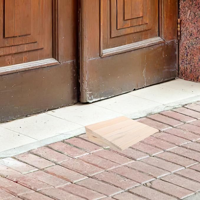 Solid Wood Threshold Slope Pad 25.8X30X7Cm for Wheelchairs and Scooters, Sturdy Entry Step Aid for Home Doorways and Driveways, Non-Slip Curb Climbing Assistance for Mobility