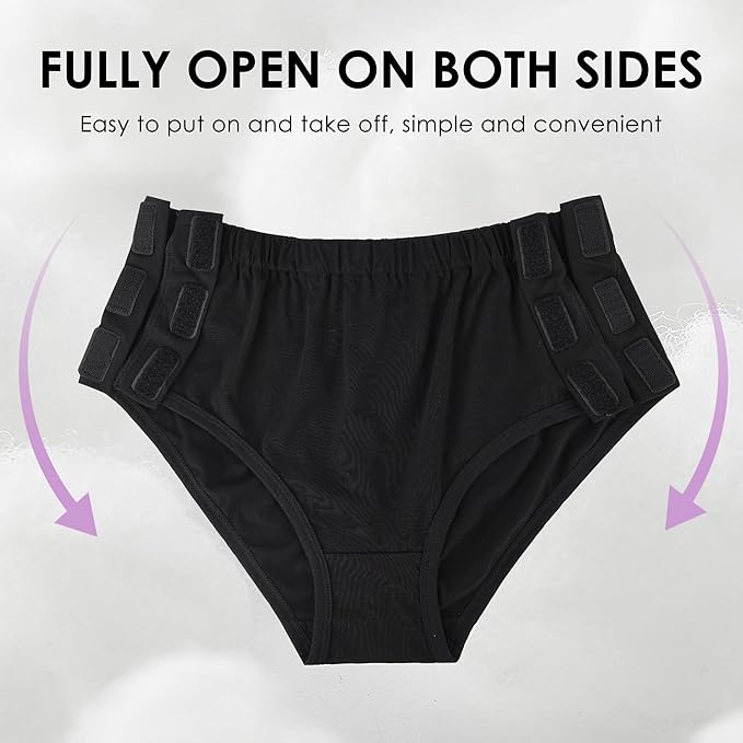 Easy Adapt Women's Tear-Away Underwear, for Patients, Elders, Pack of 2. (Nude+Black, Medium)