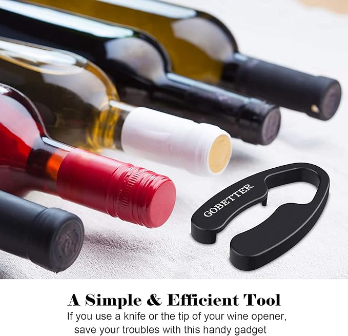 GOBETTER 2 Pcs Wine Foil Cutter Magnetic Design, 4 Stainless Blades Foil Remover Wine Bottles Opener Accessory, Removes Foil Top Effortlessly for Wine Lovers, Black/Red