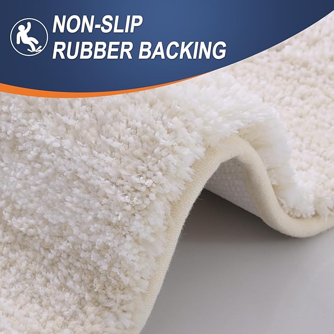 OLANLY Bathroom Rug Set 2 Piece, Soft Absorbent Microfiber Bath Mats and U-Shaped Contour Toilet Rug, Non-Slip, Machine Wash Dry, Plush Shaggy Bath Mats for Bathroom (24"x16"+24"x20", Light Beige)