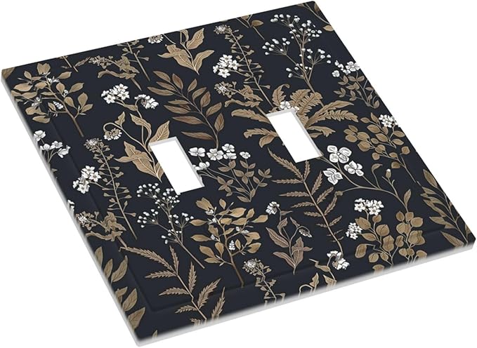 Decorative Switch Plates Vintage Floral Wildflowers Plant 2 Gang Double Toggle Outlet Light Switch Cover Wall Plate Electrical Faceplate for Bathroom Home Decor