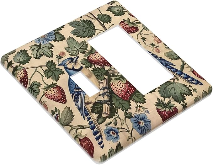 Outlet Covers Vintage Floral Bird Strawberry Thief William Morris 1 Toggle 1 Rocker Combination Decorative Wall Plate Electrical Switch Plates Light Switch Cover Plate for Bedroom Home Decor