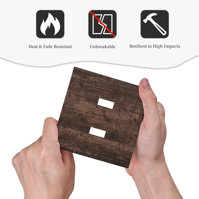 Decorative Switch Plates Rustic Dark Brown Wood Grain 2 Gang Double Toggle Outlet Light Switch Cover Wall Plate Electrical Faceplate for Farmhouse Bedroom Decor