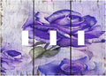 Light Switch Cover Purple Rose Flower Rustic Wood Plank 3 Gang Wall Plate Triple Light Switch Plate Toggle Decorative Outlet Covers Electrical Switchplate for Farmhouse Bathroom Decor