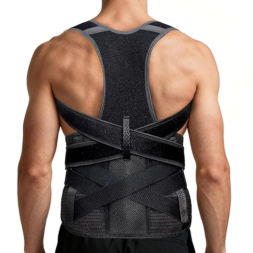 Upgraded Posture Corrector for Women & Men, Back Brace for Upper/Lower Back Pain, Herniated Disc, Sciatica，Adjustable Support & Bionic Panel 2XL (42"-46")