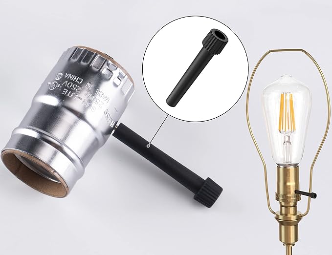 DiCUNO Lamp Switch Knob Replacement, On Off Turn Knobs Switches Threaded Twist for Table Lamps, 50mm Length, 4 Packs