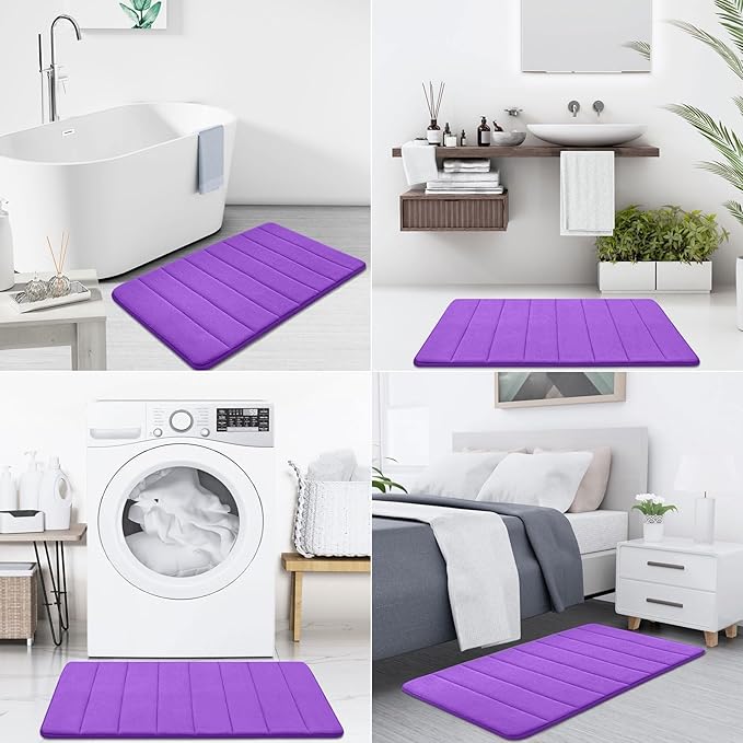 Buganda Memory Foam Bath Mat, 60" x 24", Ultra Soft and Non-Slip Bathroom Rugs, Water Absorbent and Machine Washable Bath Rug Runner for Bathroom, Shower, and Tub, Purple