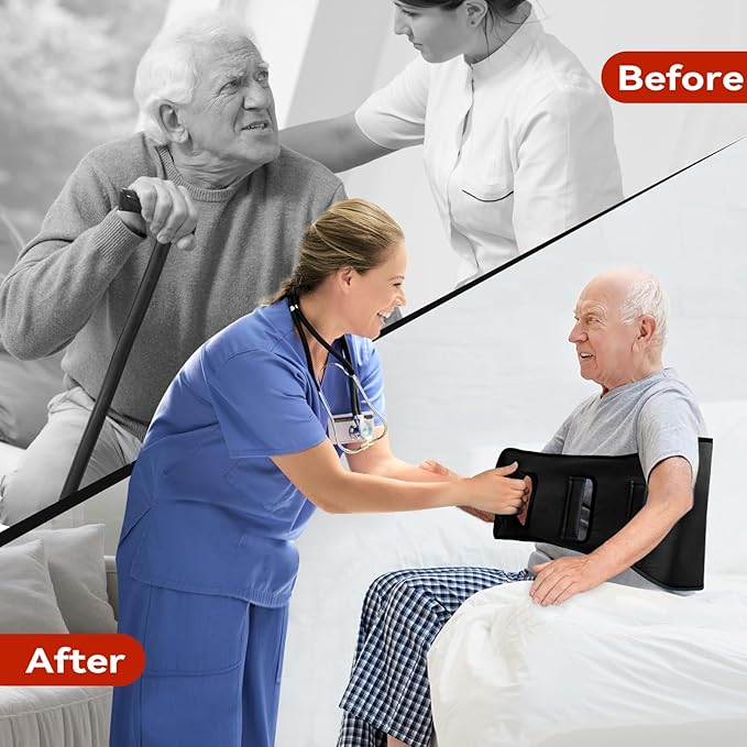 Transfer Sling Gait Belts, Padded Assist Transfer Belts, Heavy Duty Patient Lift Belt, Lifting Aid and Mobility Standing for Disabled, Injured, Seniors - Safely Move from Wheelchair and Bed
