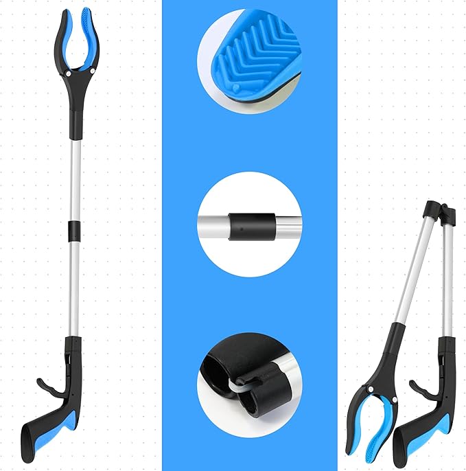 Grabber Reacher Tool - 32” Reacher Grabber Tool with Strong Magnetic and Swivel Head - Heavy Duty Pick Up Stick Grabbers for Seniors, Trash, Surgery Recovery Must Haves Gifts(Blue)