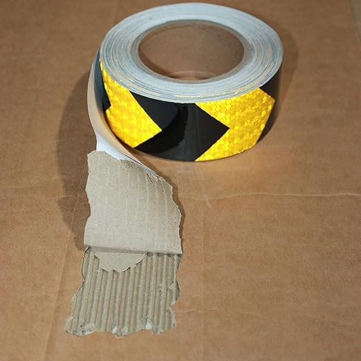 Yellow Black Reflective Tape 2 inch X 166 feet, Outdoor Waterproof Hazard Conspicuity Warning Industrial Marking Tape