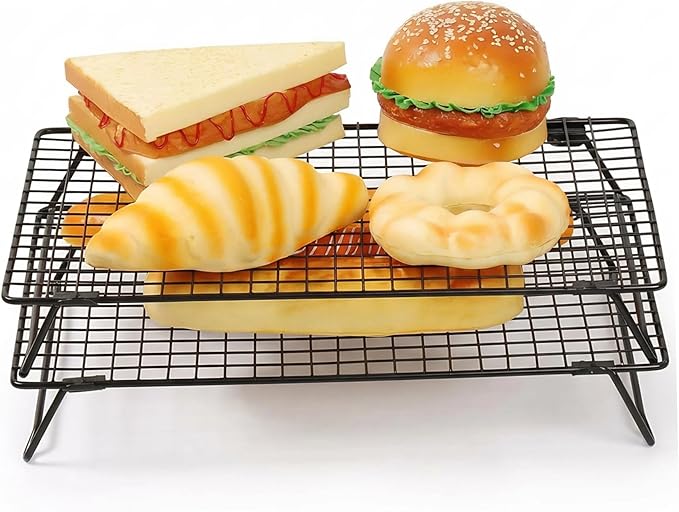 Carbon Steel Baking Cooling Racks, 2-Pack Collapsible Legs for Cooking, Grilling & Roasting, Oven-Safe & Durable/17x11 Inch
