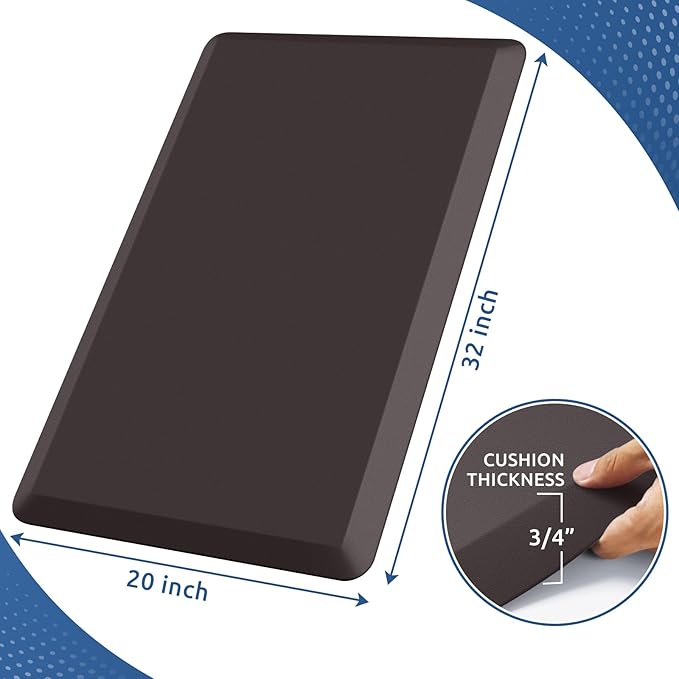KitchenClouds Kitchen Mat Cushioned Anti Fatigue Rug 20"x32" Waterproof, Non Slip, Standing and Comfort Desk/Floor Mats for House Sink Office (Chocolate)