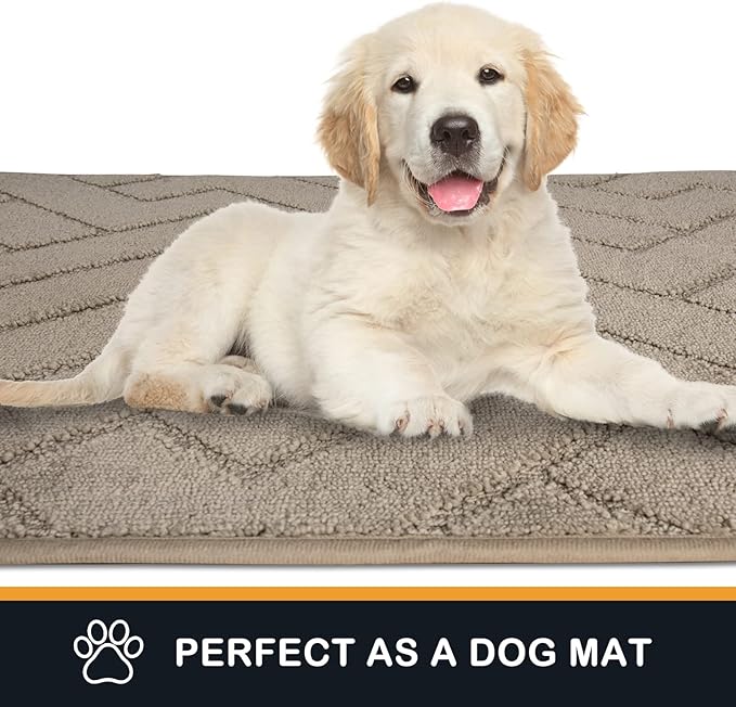 PURRUGS Dirt Trapping Door Mat 20" x 31.5", Non-Slip Machine Washable Entry Rug, Shoe Scraper, Dog Doormat, Super Absorbent Welcome Mat for Front & Back Door, Muddy Wet Shoes & Paws, Taupe