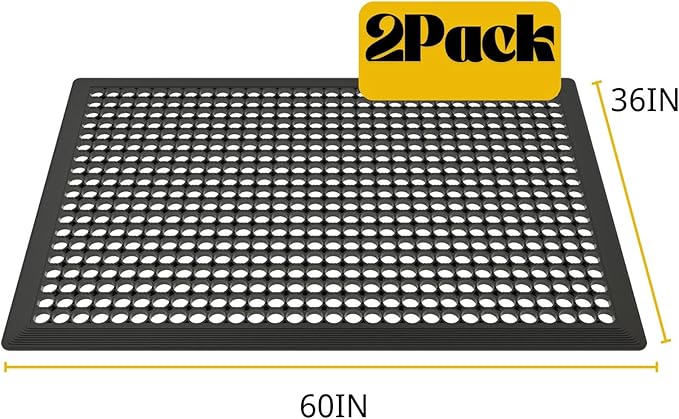 BESEA 2Pack Rubber Floor Mats 36 x 60 Inch – Heavy Duty Outdoor Door Mats with Non-Slip Mesh Design, Weatherproof Garage Floor Mat, Kitchen Floor Mat for Wet or Slippery Areas