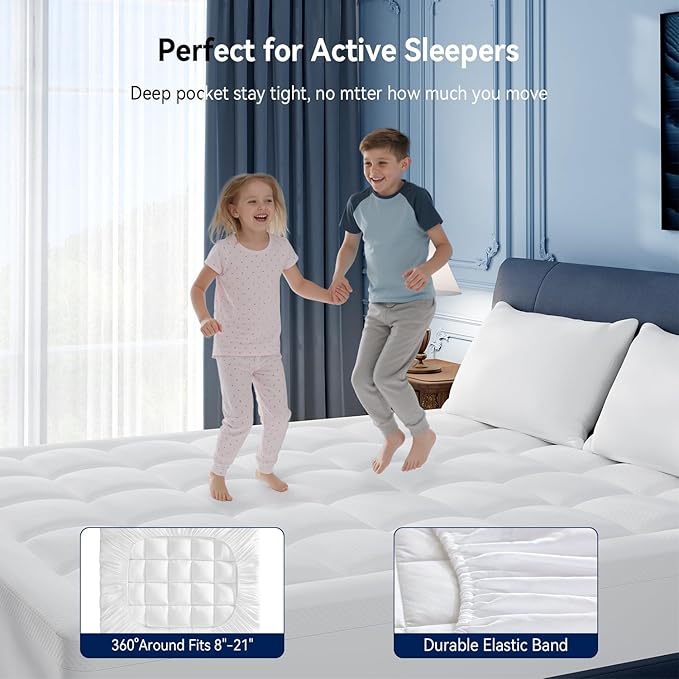 ELEMUSE 3 Inch Cooling Memory Foam Mattress Topper Cal King, 2 Inch Pressure-Relief Memory Foam and 1 Inch Thick Soft Viscose Made from Bamboo Pillow Top for Hot Sleepers, Removable & Washable Cover