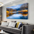 Beautiful Yellow Forest Park Wall Art for Living Room Office Calm Lake Blue Painting Prints Nature Autumn Canvas Artwork Over The Couch Bedroom Decor Large