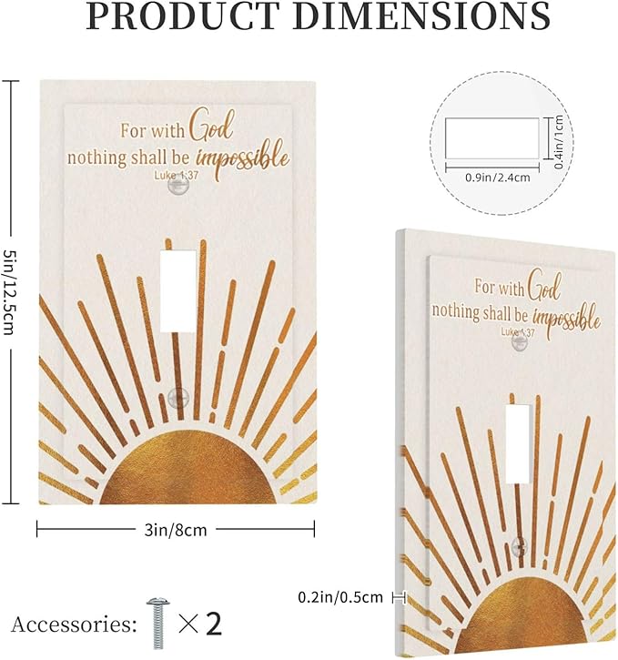 Mid Century Boho Sun Inspirational Quote Single Toggle Light Switch Covers Decorative Abstract Gold Sunrise 1 Gang Wall Plate Electrical Dimmer Switchplate Faceplate for Country Bathroom Decor