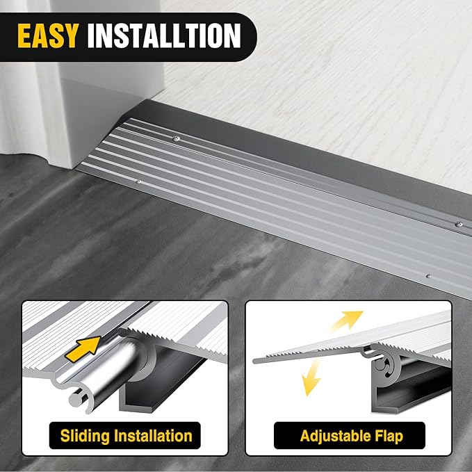 Nilight Door Threshold Ramp, 1" Rise Portable Aluminum Wheelchair Door Transition Entry Ramps for Doorways Home Steps