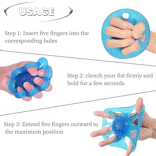 DEEYOTA Finger Exerciser & Hand Strengthener Rehab,Exercise Squeeze Ball for Hands,Hand Strength Trainer for Rehab,Arthritis,Carpal Tunnel(2 Pcs)