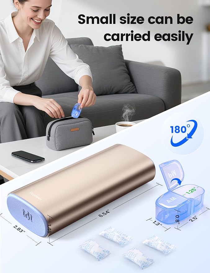 Vaydeer Large Weekly Pill Organizer 2 Times a Day,Metal 8 Day Travel Pill Box with Double Protection,AM PM Pill Case for for Medication, Vitamins, Fish Oils, Supplements(Rose Gold)
