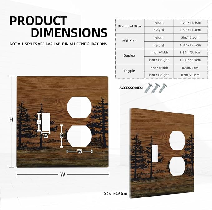 Decorative Outlet Covers Rustic Farmhouse Brown Board Pine Tree Wood Grain 2 Gang Duplex Light Switch Cover Plate Gfci Wall Plate Plug Switch Plate Covers for Bathroom Decor