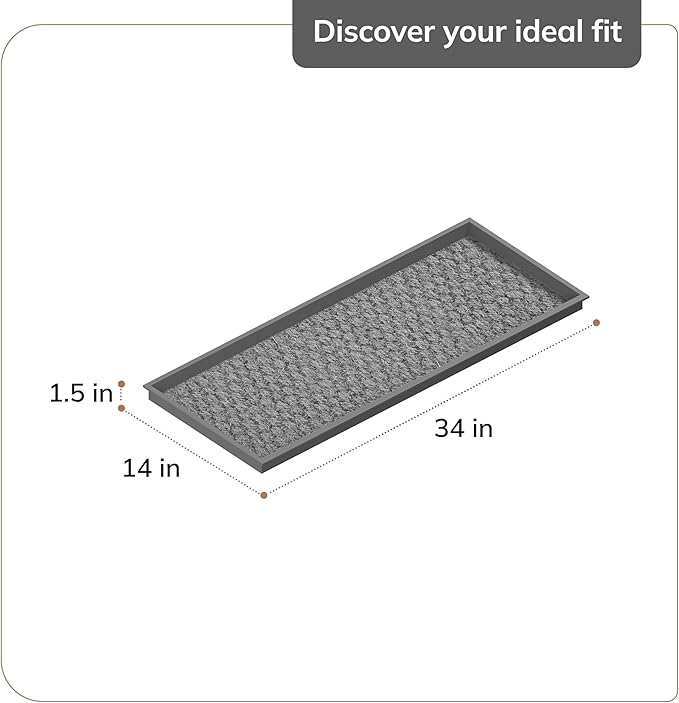 Anji Mountain Rubber Boot/Shoe Tray with Coir, Fits 3 Pair (34.5"" Wide), Tan and Black Tribal Insert (AMB0BT3F-013)