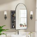 Recessed Medicine Cabinet for Bathroom,Brushed Black Arched Medicine Cabinet with Mirror,Arch Mirrored Medicine Cabinets Recessed,Bathroom Mirror with Storage,Open from Left to Right 20x30