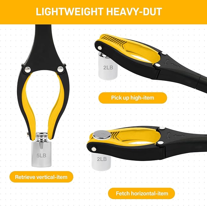 2Pack 32 inch GrabRunner Folding Reacher Grabber Tool with Strong Magnetic and Swivel Head &Shoehorn (Gold Gold)
