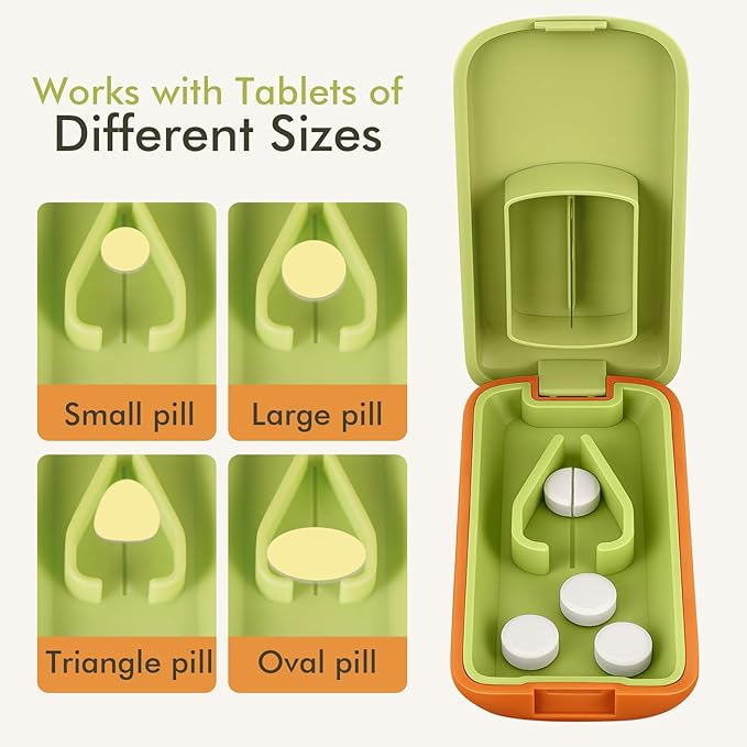 JohnBee Pill Cutter - Sharp & Durable Silicone Pill Splitter, Non-Slip Base, Portable Tablet Cutter for Daily Medication, Vitamins & Supplements. Designed for Swallowing Difficulties & Pets (Pink)