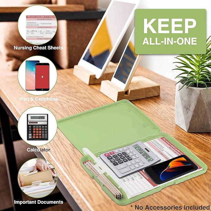 Sooez Clipboards with Storage, High Capacity Clip Boards 8.5x11 with Storage, Heavy Duty Nursing Clipboard Folder, Plastic Clipboard with Pen Holder for Women Teachers Work, School & Office Supplies