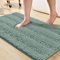 Turquoize Non Slip Shaggy Bath Rugs - Blue Chenille Bath Rugs for Bathroom - Super Absorbent Shower Rug for Tub Mats, 20"x 32", Duckshell Blue