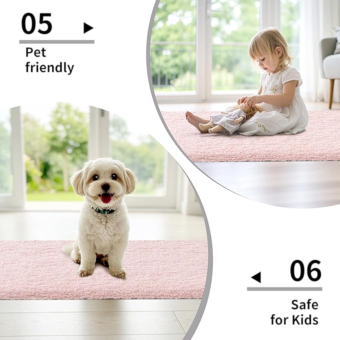 Pink Bathroom Rug 24x36 Non Slip Fluffy Bath Mat for Bathroom Floor Washable Plush Luxury Bath Rug for Tub Soft Shaggy Absorbent Shower Sink Mat