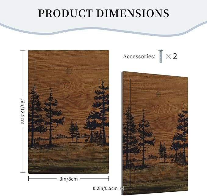 Decorative Light Switch Cover Plate Rustic Farmhouse Brown Board Pine Tree Wood Grain 1 Gang No Device Single Blank Outlet Covers Wall Plate Switch Plate Covers for Bathroom Decor