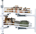 DWVO Corner Cabinet Organizer, 2-Tier Blind Corner Pull Out with 270° Rotating Shelf, Right Swing Tray, Heavy-Duty Iron, Easy-Install Template, 32.7"x17.3"x21.3", White